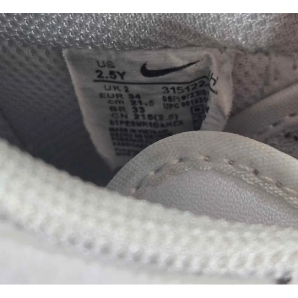 Nike Air Force 1 Low White Leather Lace-Up Sneakers Youth US 2.5